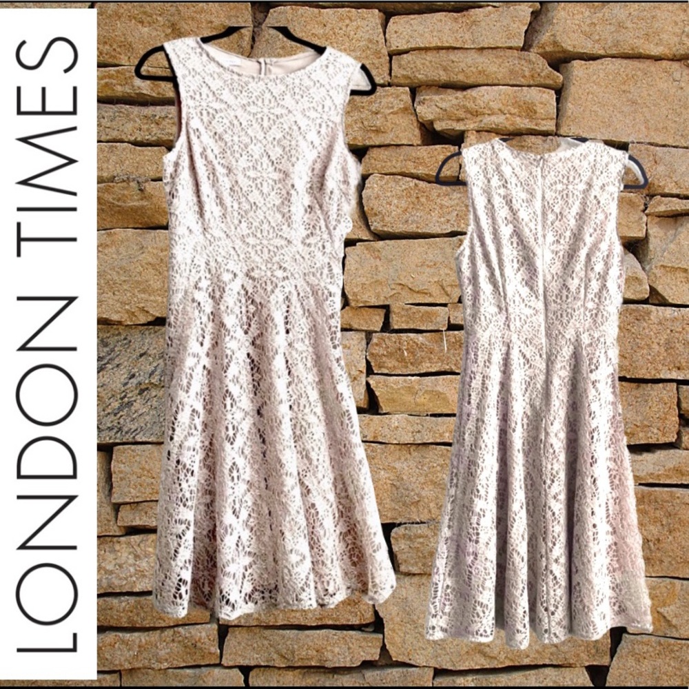🍀 London Times Crochet Dress. Sz 8